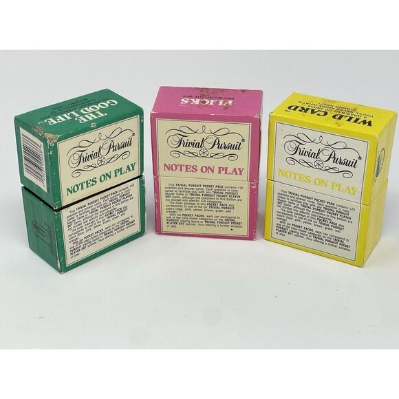 Vintage Trivial Pursuit Mini Pack Set Of 3 The Good Life Flicks Wild Card 1987 - Picture 2 of 11